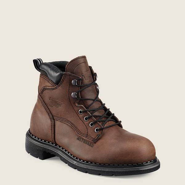 Red Wing Safety Boots Supersole® - 6-inch Waterproof Toe Metguard - Brown/Black - Mens ZOE897361